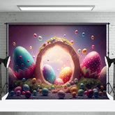 Lofaris Artistic Colorful Eggs Greenery Easter Photo Backdrop